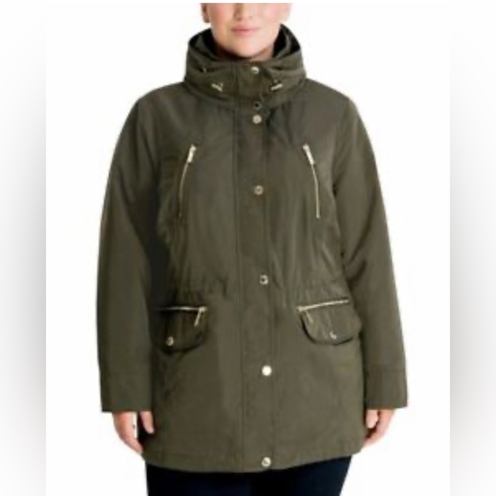 MICHAEL Michael Kors Full Zip  Hooded ‘Hunter Green/Gold’ Jacket Woman’s Size 3X